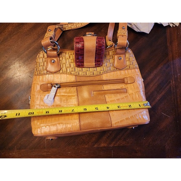NWT Madi Claire Sand Wagner LEATHER CROCO Embossed SATCHEL BAG PURSE Heart Hand - Picture 8 of 9
